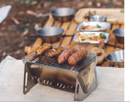 Estufa Plegable Exterior de Acero Inoxidable con Parrilla