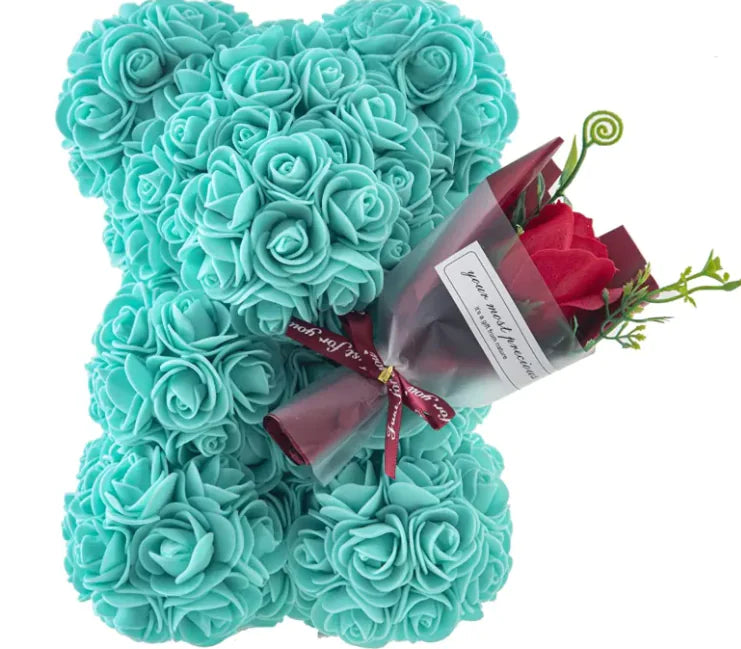 ❤️🌹🐻Oso de rosas con flores frescas preservadas🌹🐻❤️