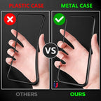 Double-sided magnetic metal tempered glass phone case
