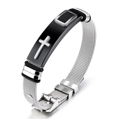 Pulsera de Cruz de Acero de Titanio para Hombres