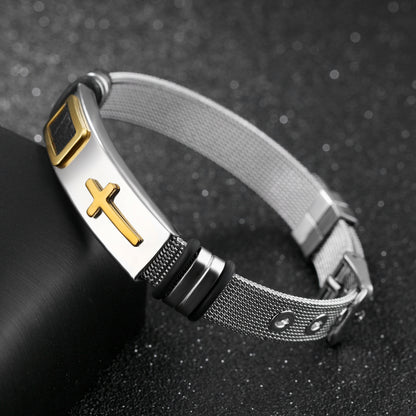 Pulsera de Cruz de Acero de Titanio para Hombres