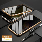 Double-sided magnetic metal tempered glass phone case