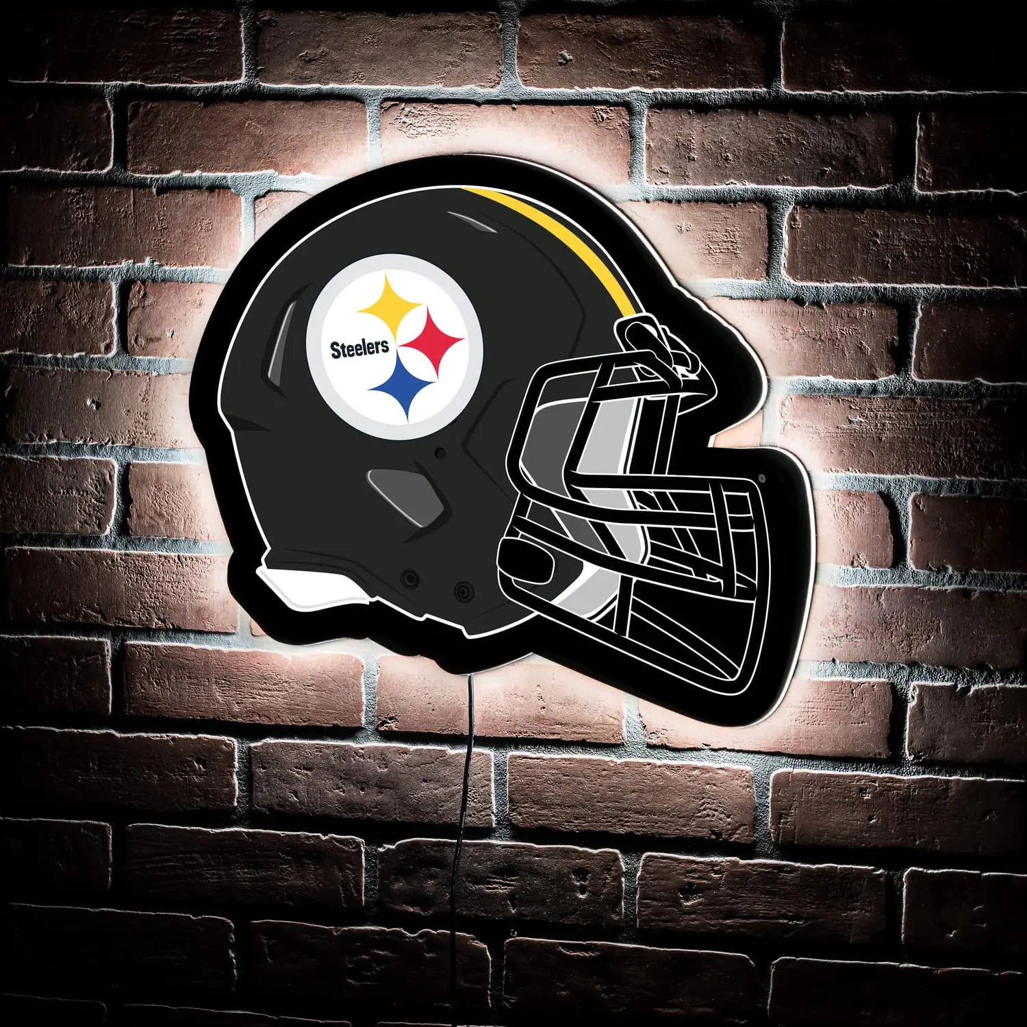 Luz LED ultrafino Evergreen NFL Pittsburgh Steelers | Réplica de casco a tamaño real | 49,5 x 38 cm