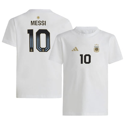 Camiseta Lionel Messi #10 de la Selección Nacional de Argentina para Hombre con Nombre y Número del Jugador Blanca