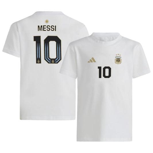 Camiseta Lionel Messi #10 de la Selección Nacional de Argentina para Hombre con Nombre y Número del Jugador Blanca