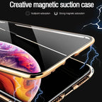 Double-sided magnetic metal tempered glass phone case