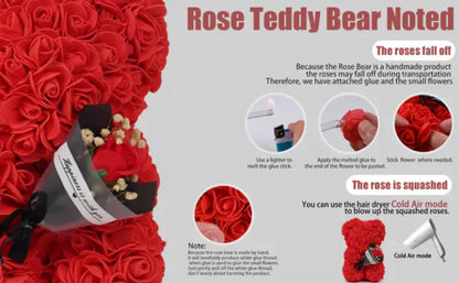 ❤️🌹🐻Oso de rosas con flores frescas preservadas🌹🐻❤️
