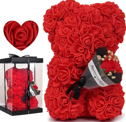 ❤️🌹🐻Oso de rosas con flores frescas preservadas🌹🐻❤️