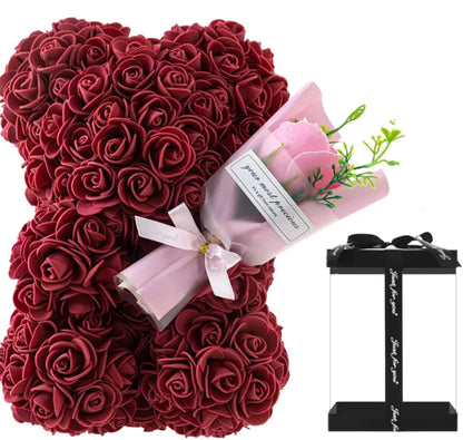 ❤️🌹🐻Oso de rosas con flores frescas preservadas🌹🐻❤️