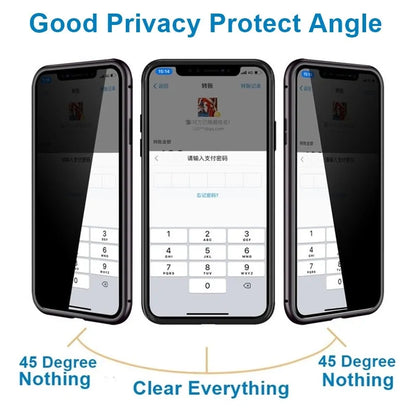 Double-sided magnetic metal tempered glass phone case